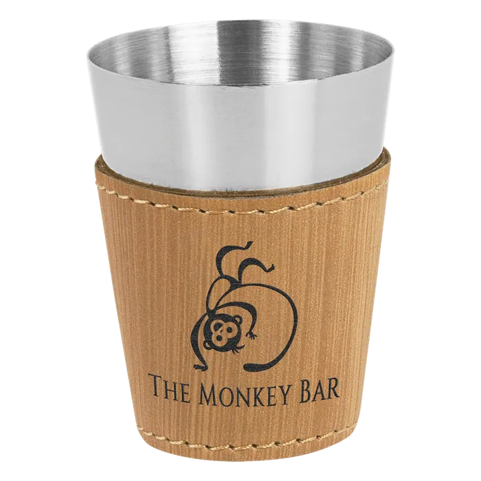 Bamboo 2 oz. Leatherette Wrapped Stainless Steel Shot Glass