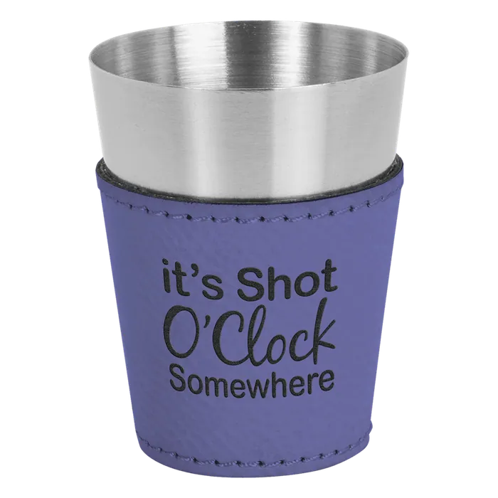 Purple 2 oz. Leatherette Wrapped Stainless Steel Shot Glass