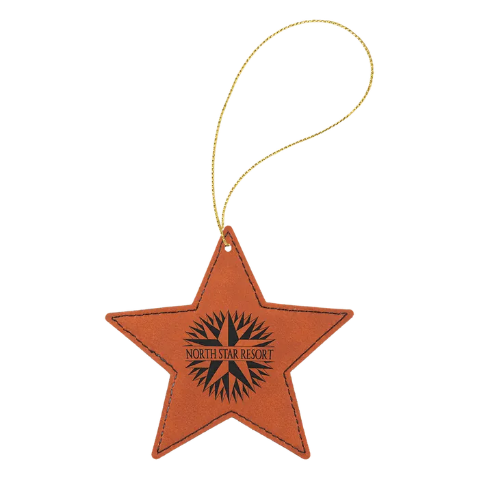 Rawhide Laserable Leatherette Star Ornament with Gold String