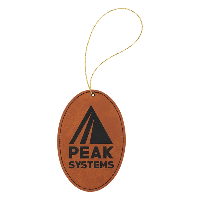 Rawhide Laserable Leatherette Oval Ornament with Gold String