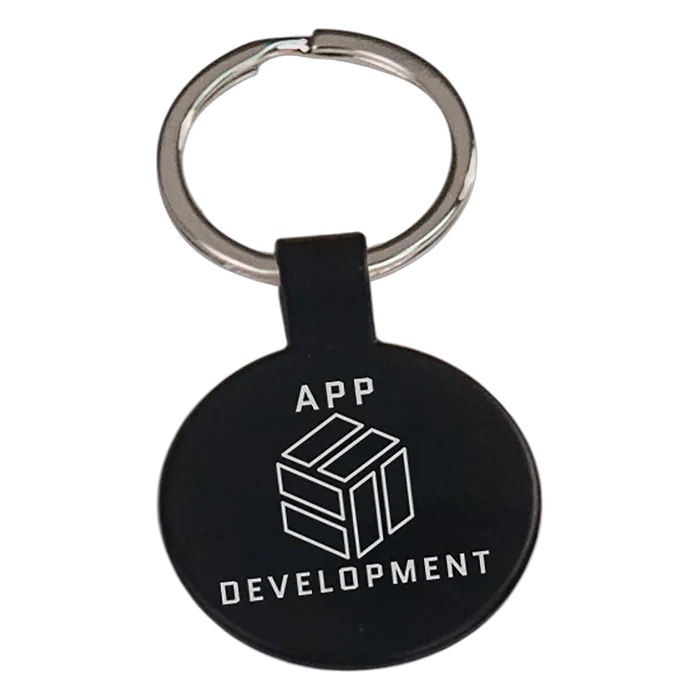 Black Round Metal Keychain