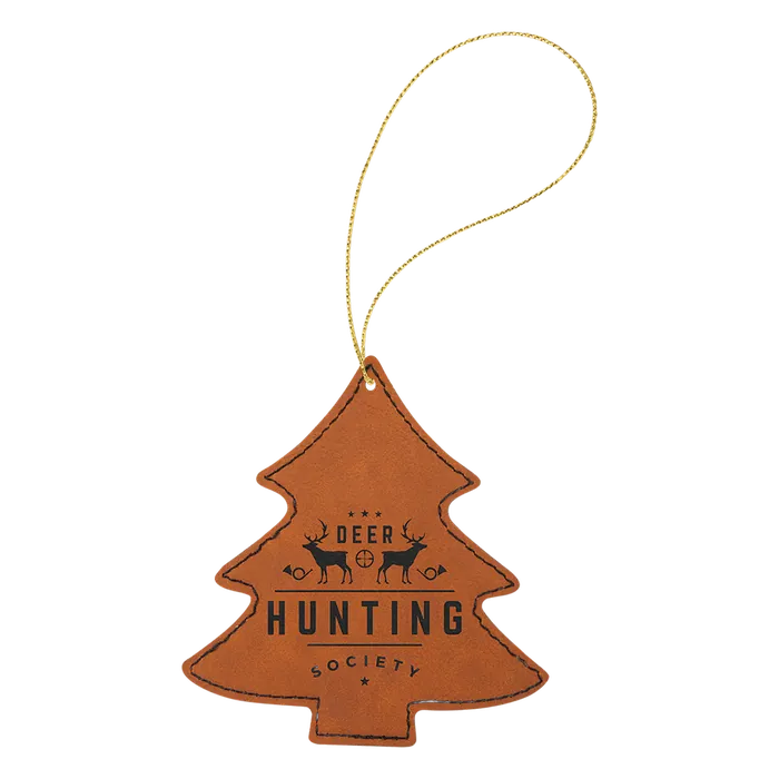Rawhide Laserable Leatherette Tree Ornament with Gold String