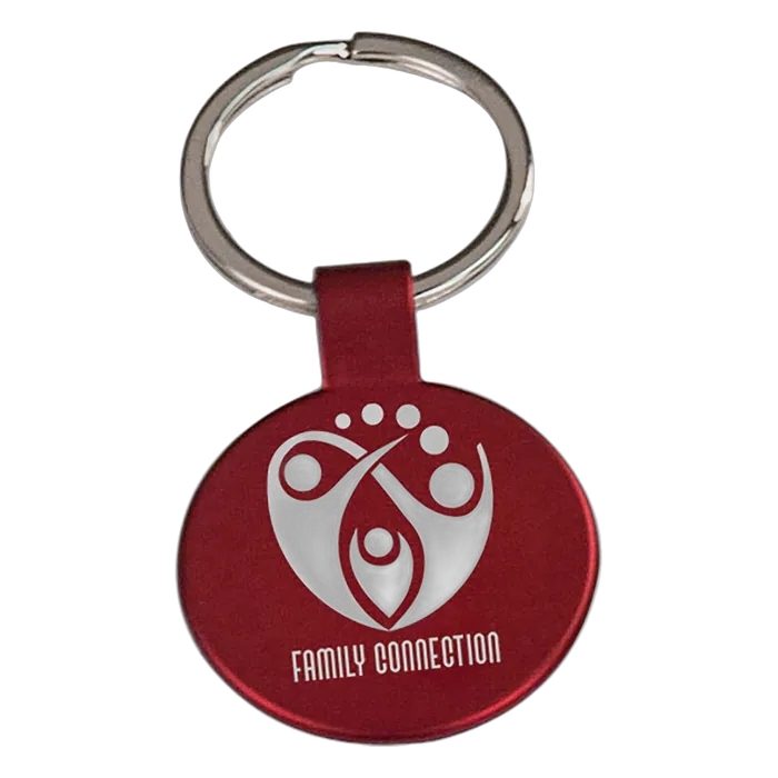 Red Round Metal Keychain