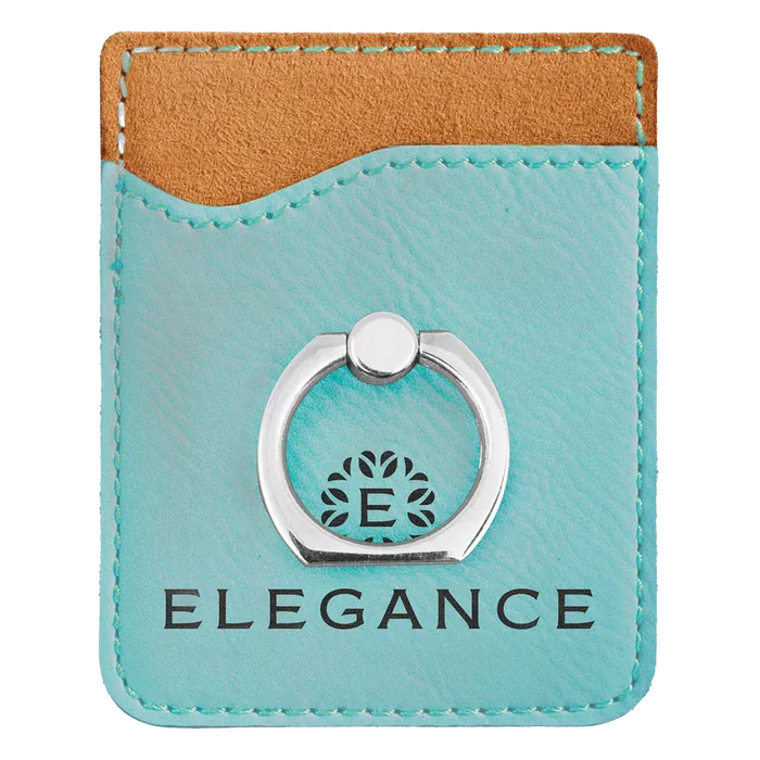 Teal Leatherette Cell Phone Wallet with Silver Ring