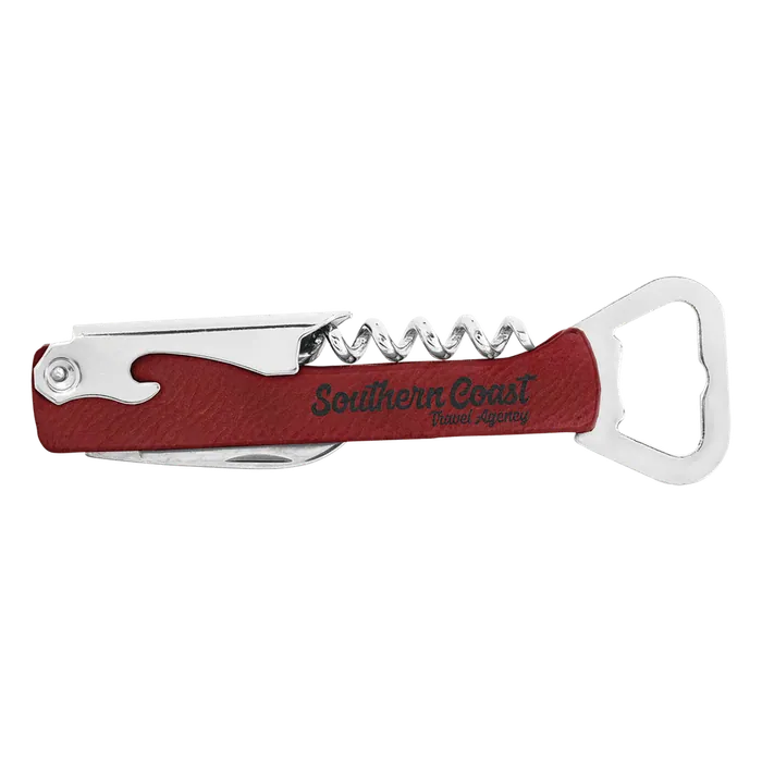 Rose' Leatherette Corkscrew Bottle Opener