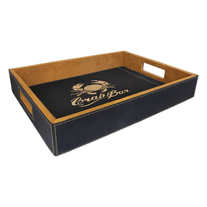 Black/Gold Laserable Leatherette Serving Tray