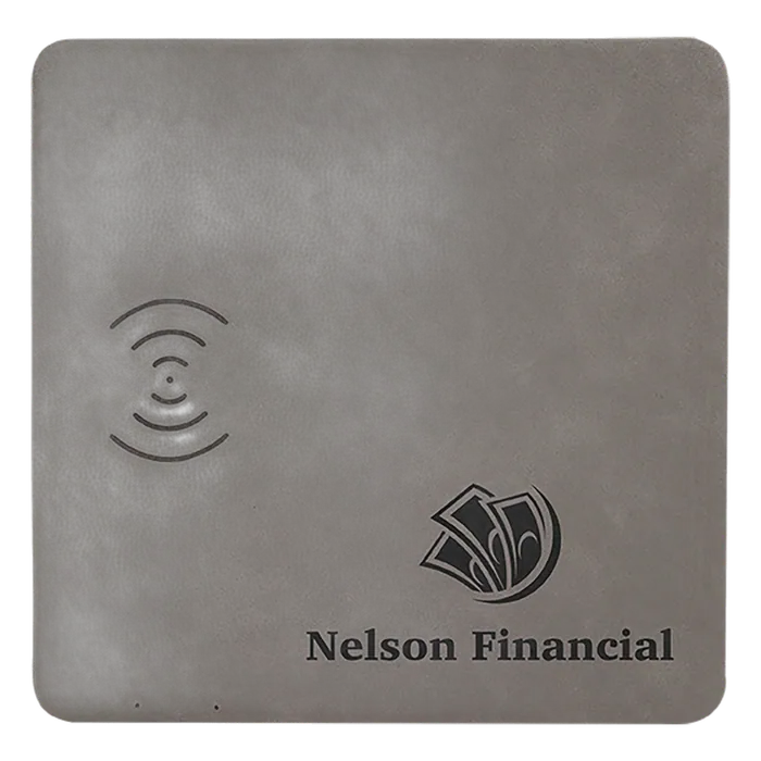 Gray Laserable Leatherette Phone Charging Mat