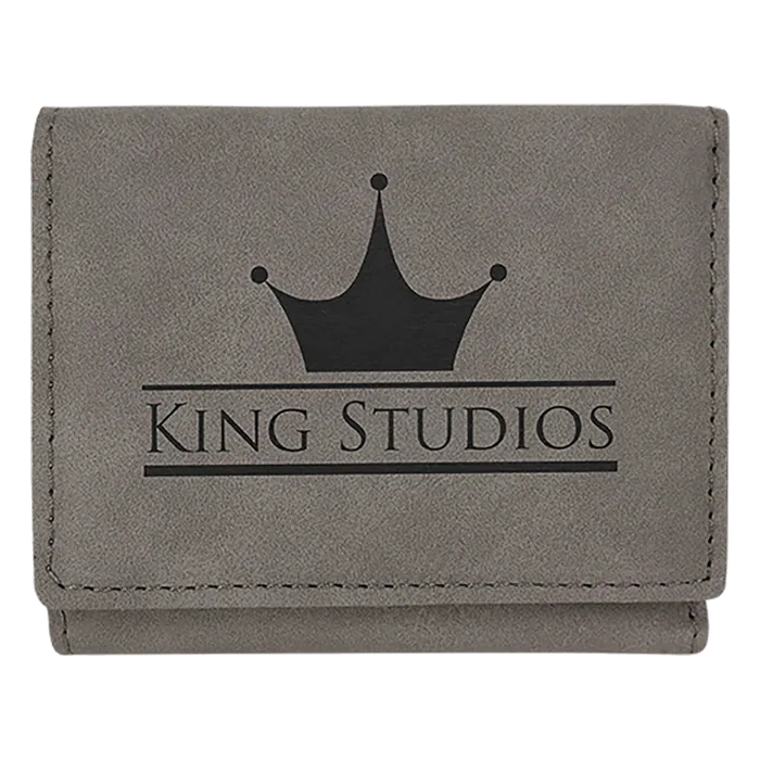 Gray Leatherette Trifold Wallet