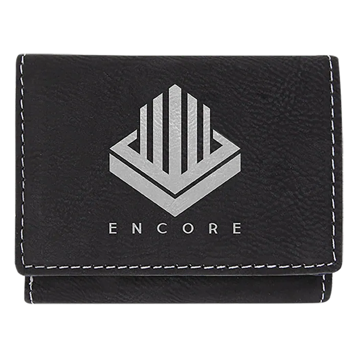 Black/Silver Leatherette Trifold Wallet