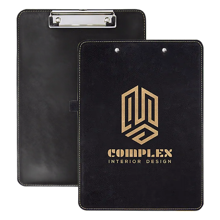 Black/Gold Laserable Leatherette Clip Board