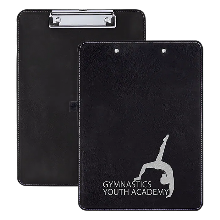 Black/Silver Laserable Leatherette Clip Board