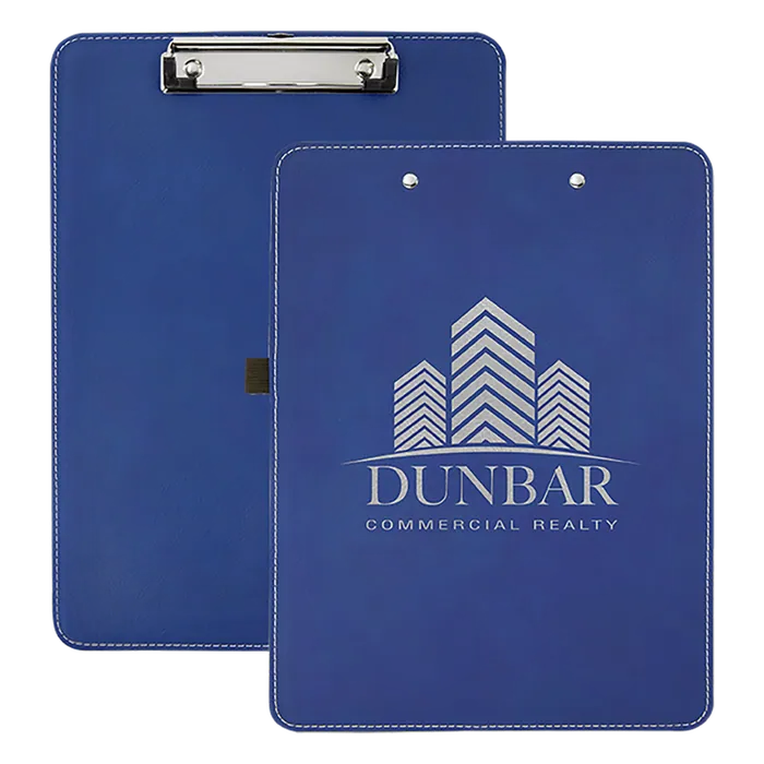 Blue/Silver Laserable Leatherette Clip Board