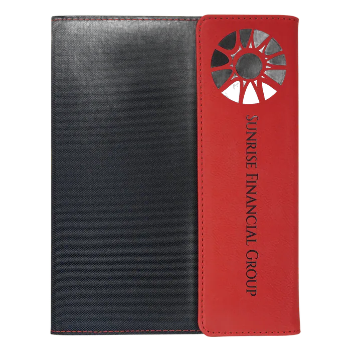 Red Lasered Leatherette with Black Canvas 7x9 Portfolio