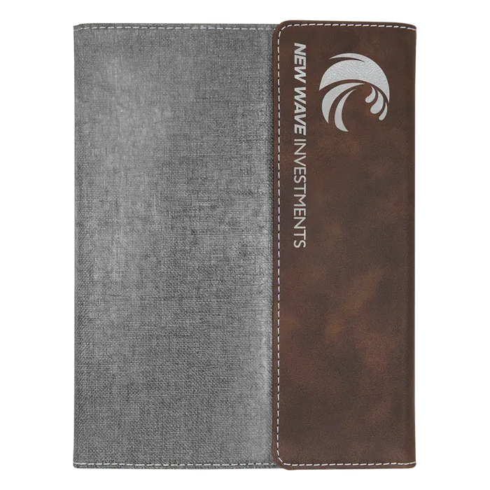 Rustic/Silver Lasered Leatherette with Black Canvas 7x9 Portfolio