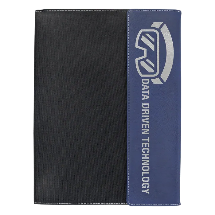 Blue with Black Laserable Leatherette Canvas Portfolio with Lined Pad, 9 1/2" x 12"