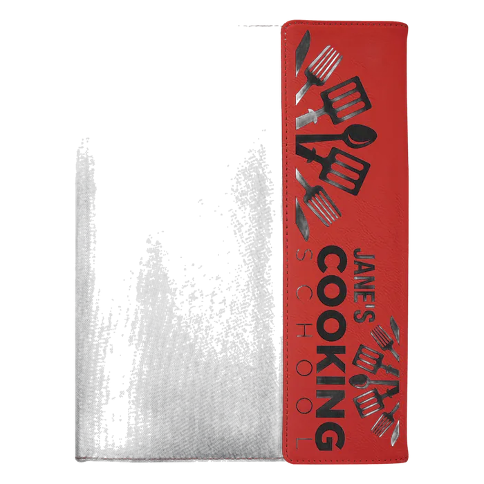 Red Lasered Leatherette with Black Canvas Portfolio