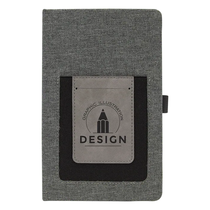Gray with Gray Canvas Journal with Leatherette Phone Pouch