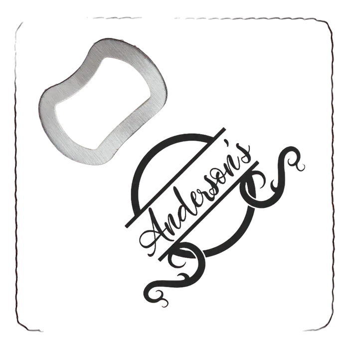 Square Red Laserable Leatherette Bottle Opener Coaster