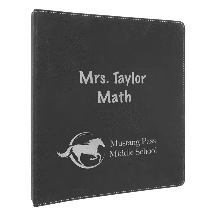 Black/Silver Laserable Leatherette Binder with 1" Slant D Binder Clip