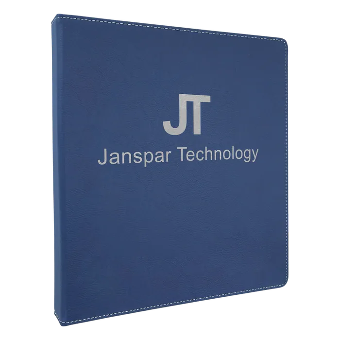 Blue/Silver Laserable Leatherette Binder with 1" Slant D Binder Clip