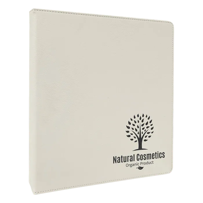 White Laserable Leatherette Binder with 1" Slant D Binder Clip