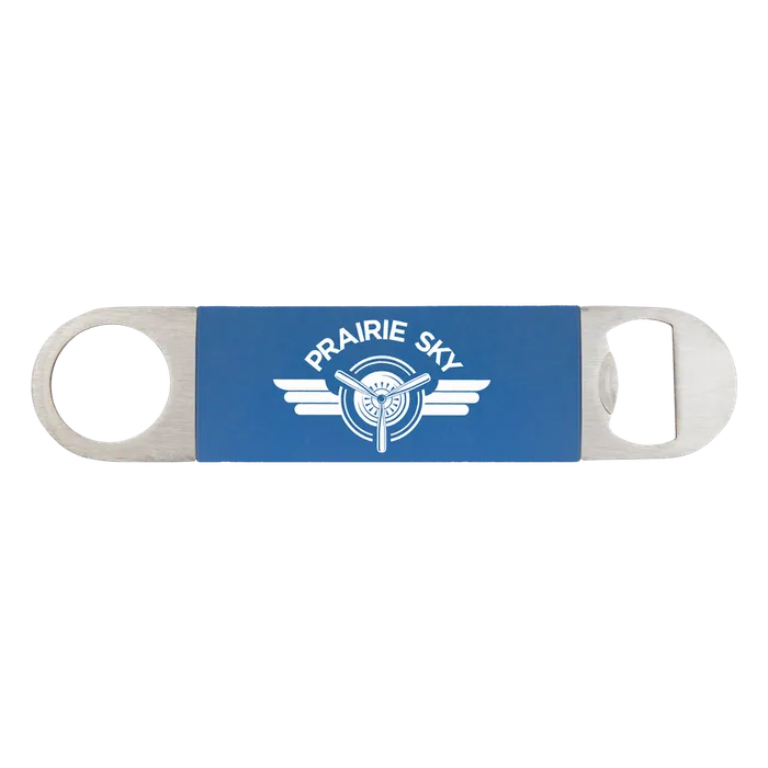 Blue/White Bottle Opener with Silicone Sleeve