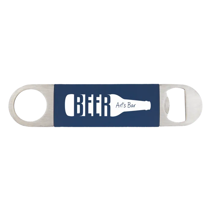 Navy Blue/White Bottle Opener with Silicone Sleeve