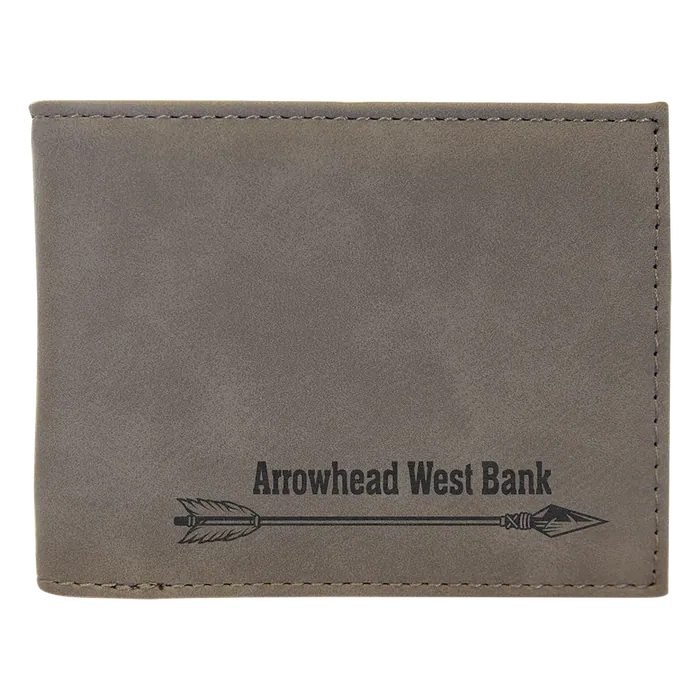 Gray Lasered Leatherette Bifold Wallet with ID Flip Display