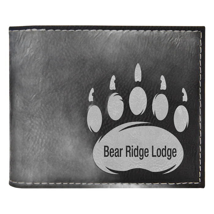 Black/Silver Lasered Leatherette Bifold Wallet with ID Flip Display