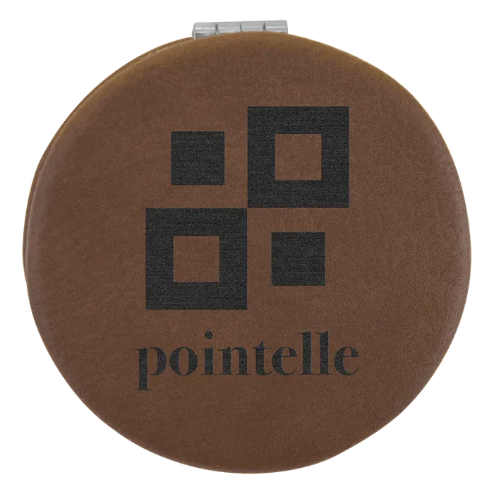 Dark Brown Lasered Leatherette Compact Mirror