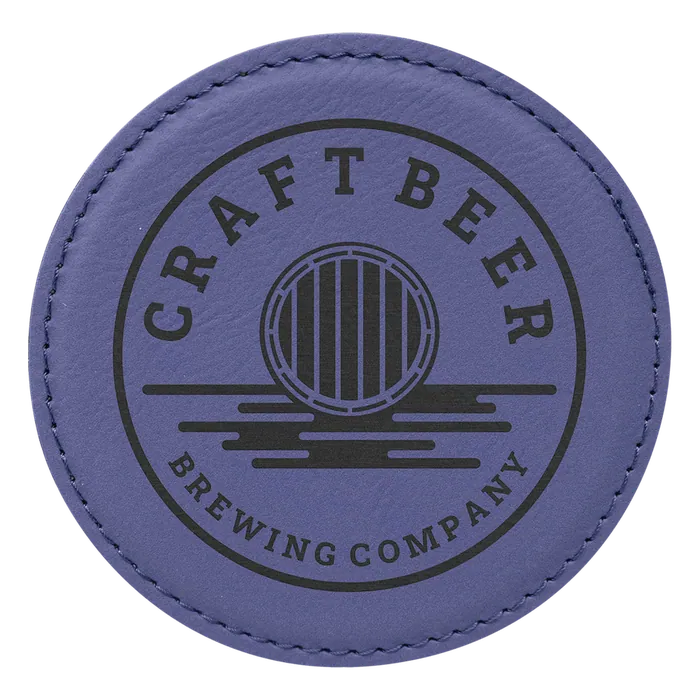 Purple Leatherette Round Coaster