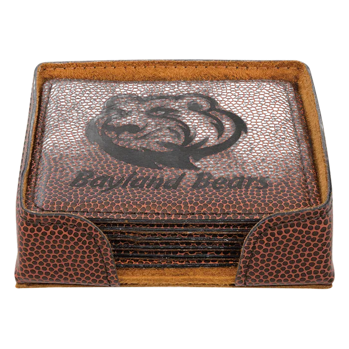 Football Leatherette Square 6 Coaster Set