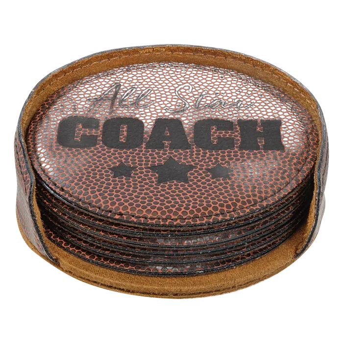 Football Leatherette Round 6 Coaster Set