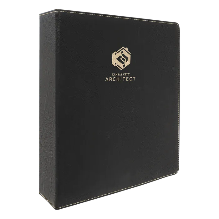 Black/Gold Laserable Leatherette Binder with 2" Slant D Binder Clip