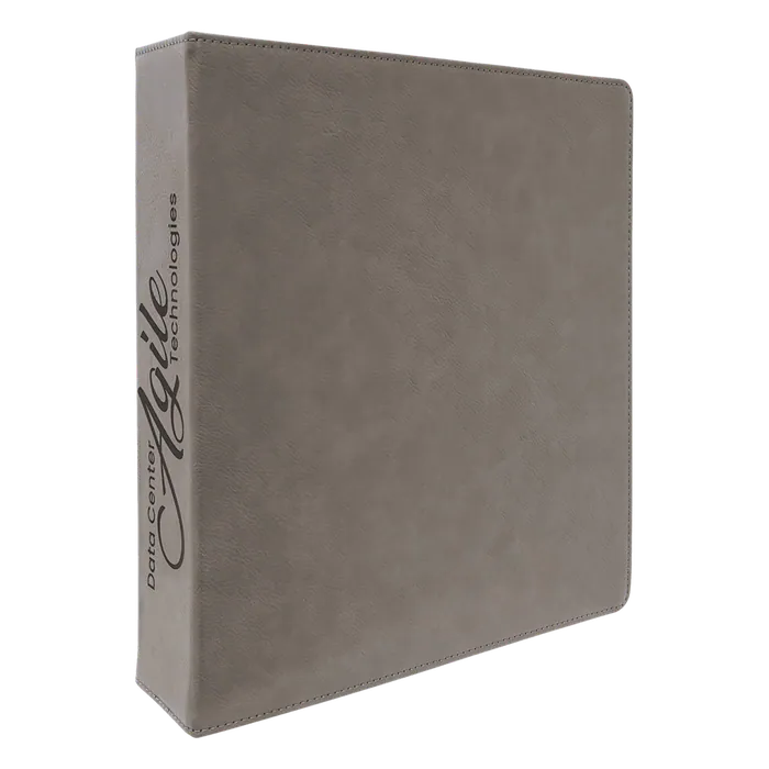 Gray Laserable Leatherette Binder with 2" Slant D Binder Clip