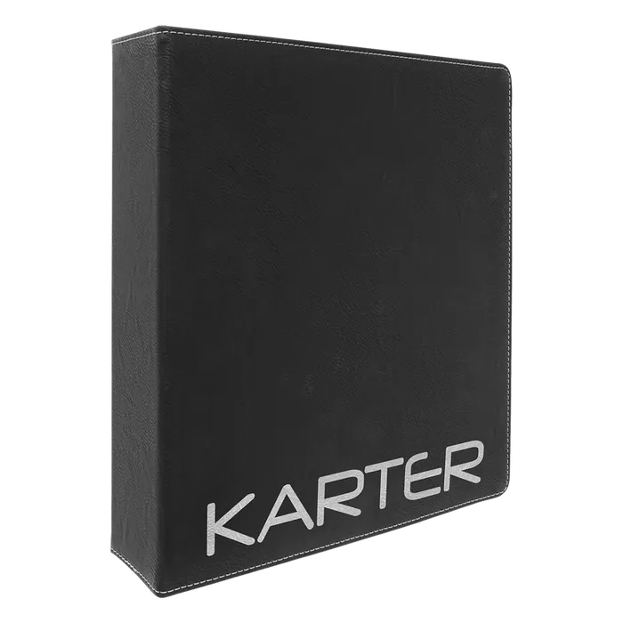 Black/Silver Laserable Leatherette Binder with 2" Slant D Binder Clip