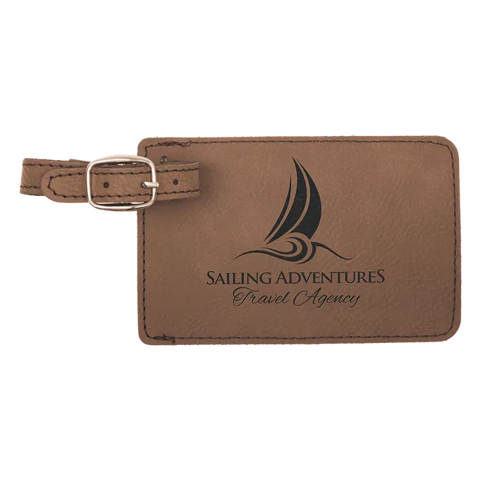 Dark Brown Leatherette Luggage Tag