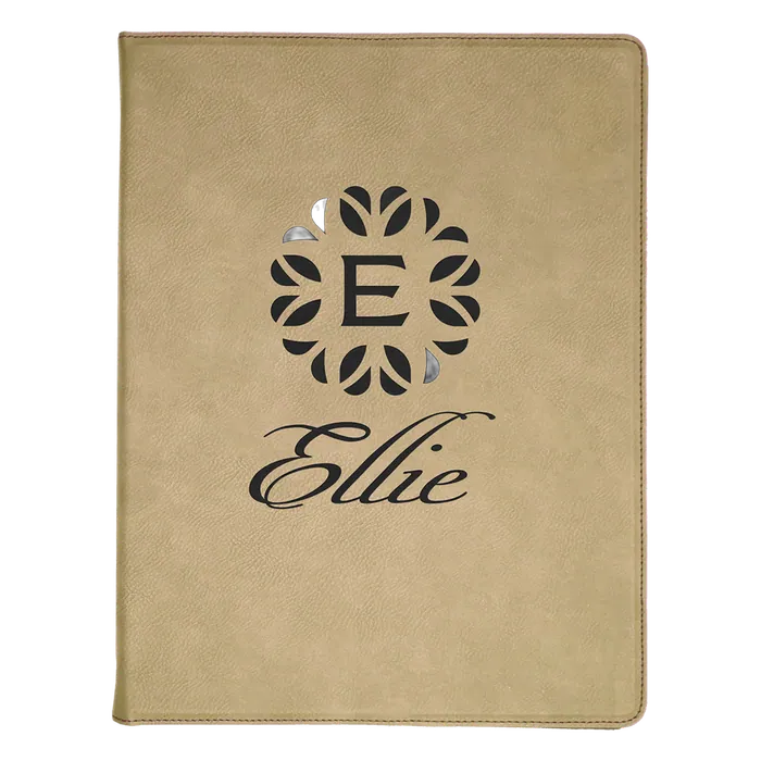 Light Brown Leatherette Portfolio with Notepad