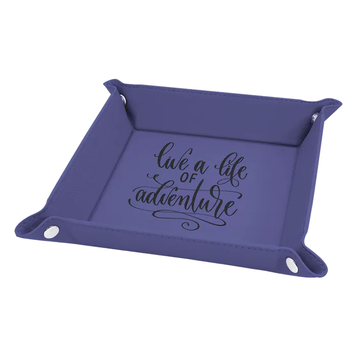 Purple Leatherette Folding Tray with Silver Snaps