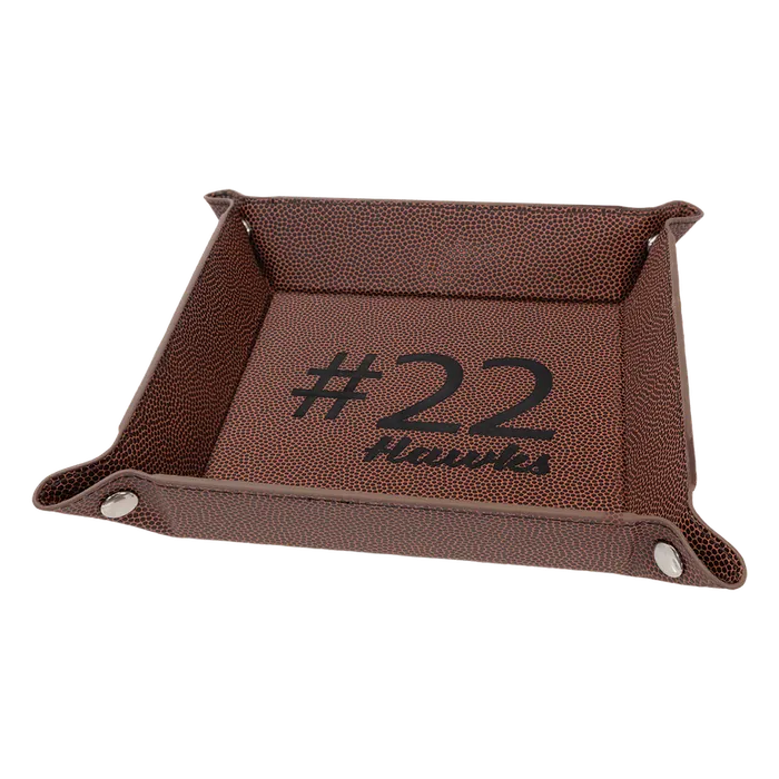 Football Leatherette Folding Tray with Silver Snaps