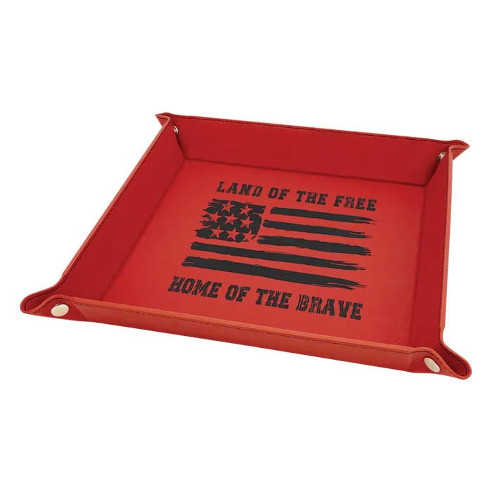 Red Laserable Leatherette Snap Up Tray with Silver Snaps
