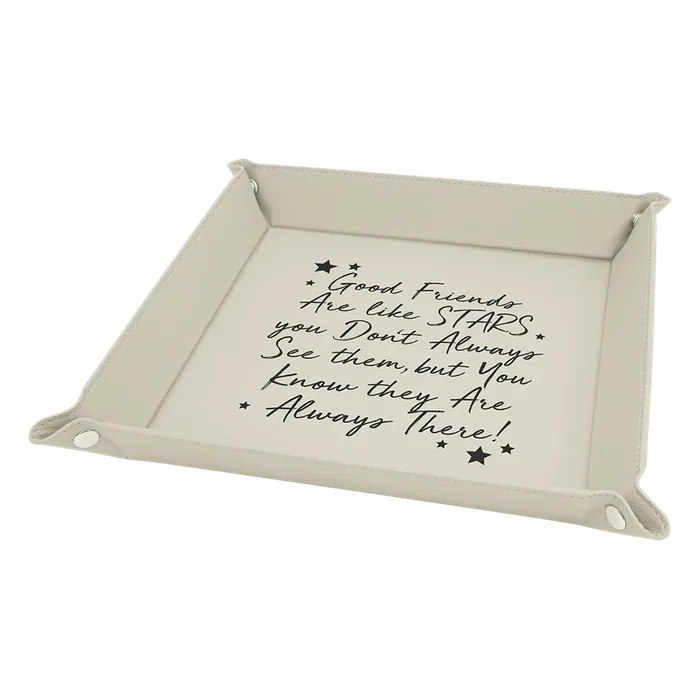 White Lasrable Leatherette Snap up Tray with Silver Snaps