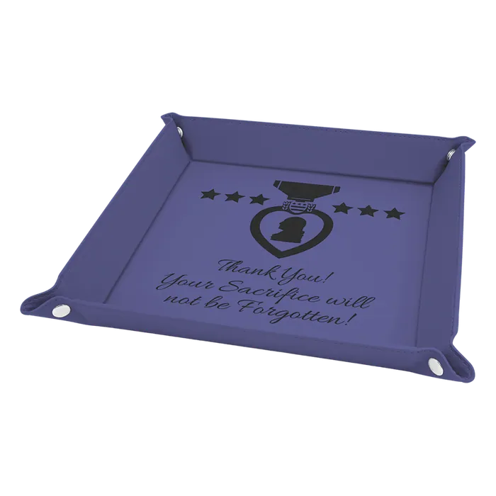 Purple Lasrable Leatherette Snap up Tray with Silver Snaps