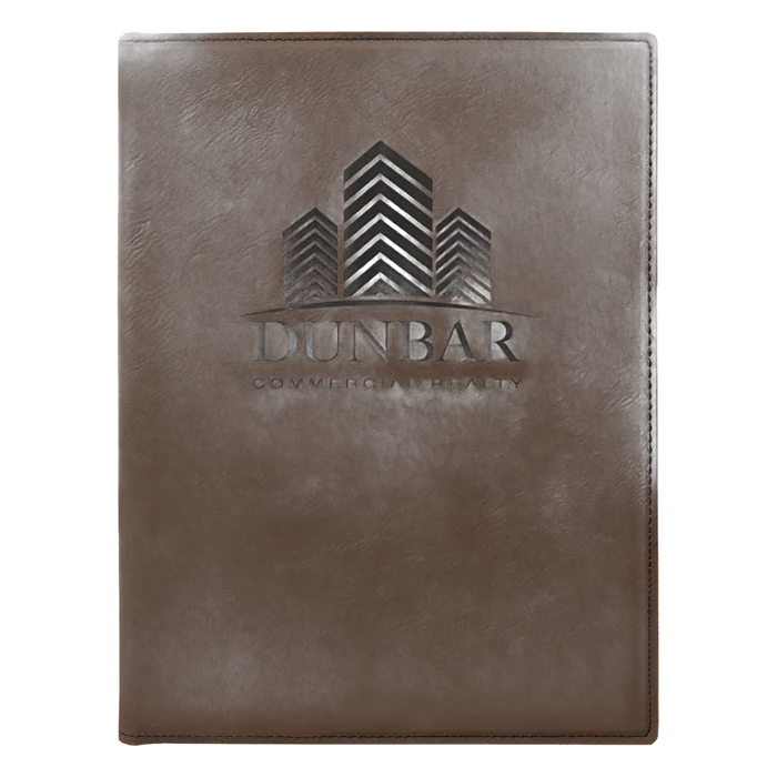 Dark Brown Small Leatherette Portfolio with Notepad