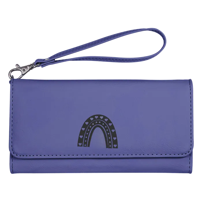 Purple Lasered Leatherette Wallet with Wrist Strap