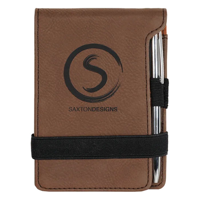 Dark Brown Leatherette Mini Notepad & Pen Set