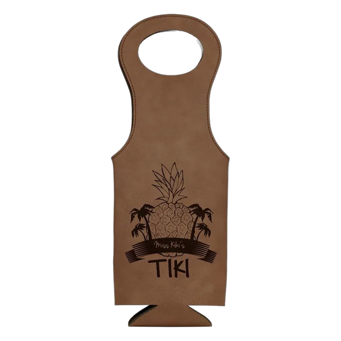 Dark Brown Leatherette Wine Bag