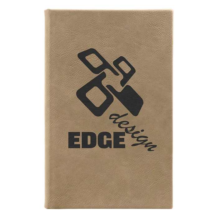 Light Brown Lasered Leatherette Sketch Book with White Unlined Paper, 5 1/4" x 8 1/4"