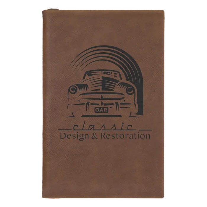 Dark Brown Lasered Leatherette Sketch Book with White Unlined Paper, 5 1/4" x 8 1/4"