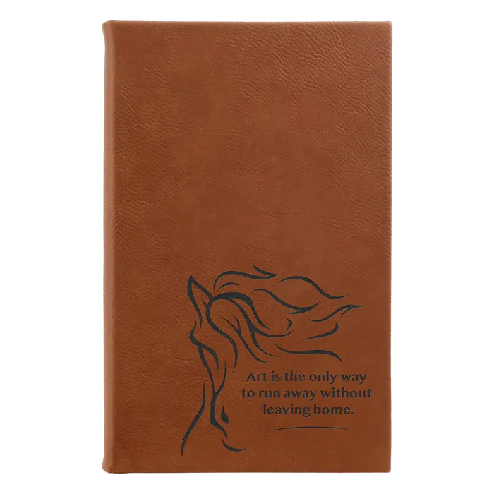 Rawhide Lasered Leatherette Sketch Book with White Unlined Paper, 5 1/4" x 8 1/4"